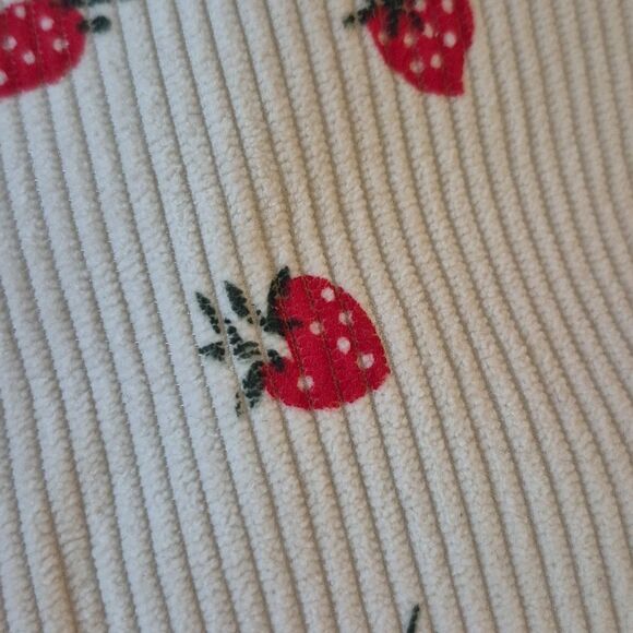 💲6️⃣ Bundled ✔️Strawberry Cosmetic Bag  Corduroy Pouch Makeup Case  In Cream - Picture 5 of 7